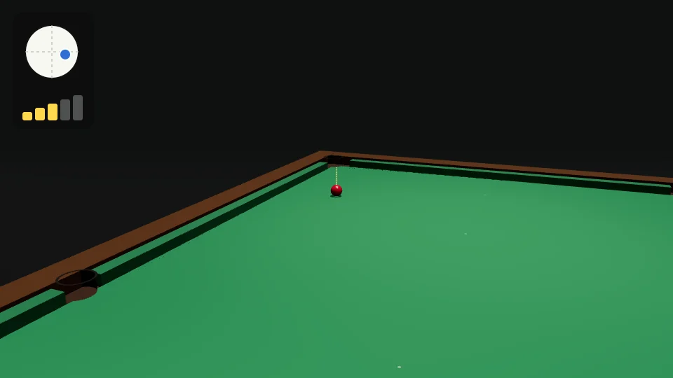 Clip: the same shot with the aim turned a touch to the right. The red goes into the pocket