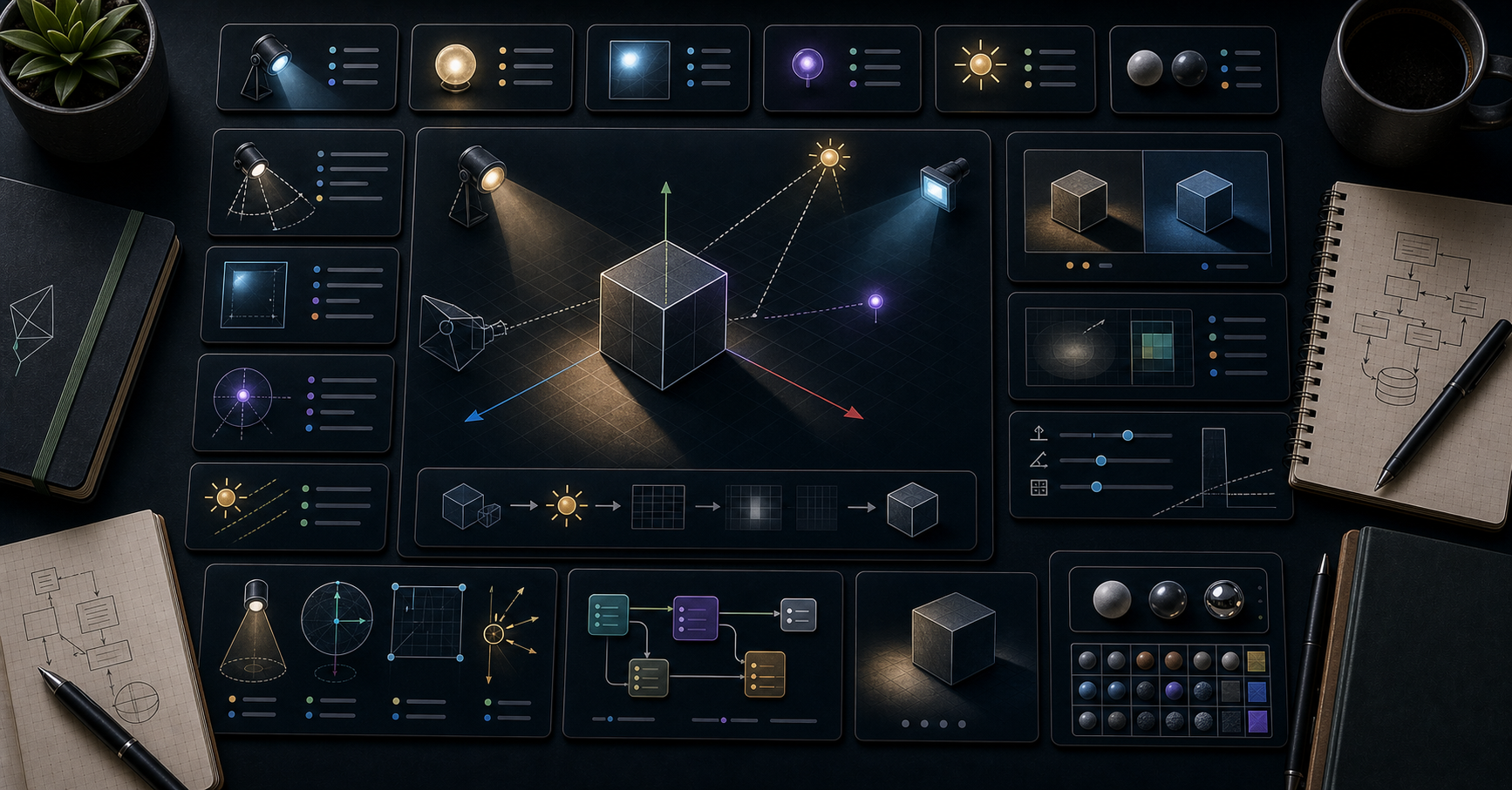 Three.js Course — 03 · Lighting & Shadows (PCF, PCFSoft, VSM, CSM, Contact)