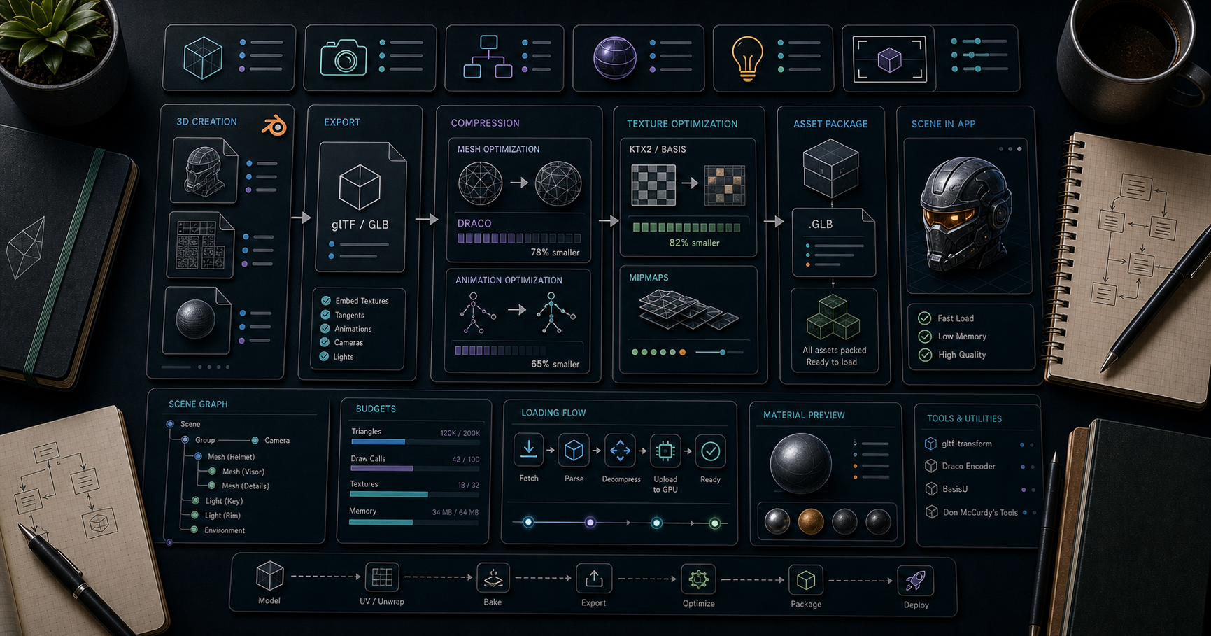 Three.js Course — 05 · Asset Pipeline — glTF, Draco, KTX2, Meshopt