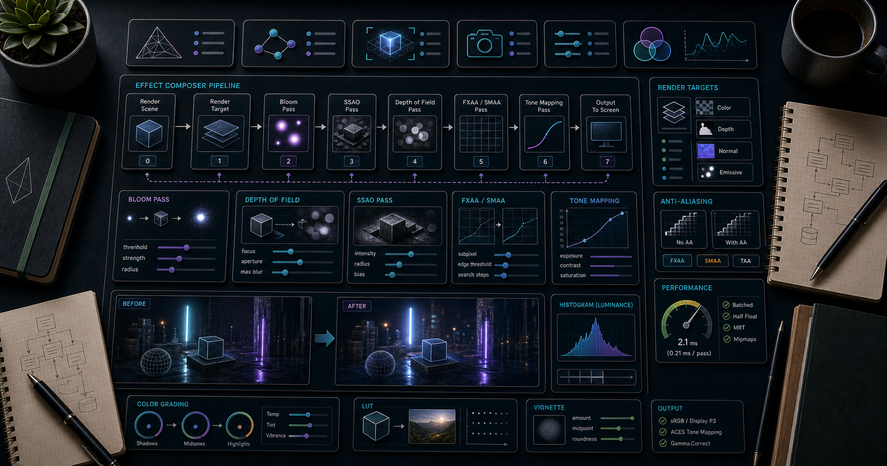 Three.js Course — 10 · Post-Processing, Tone Mapping, Color Management
